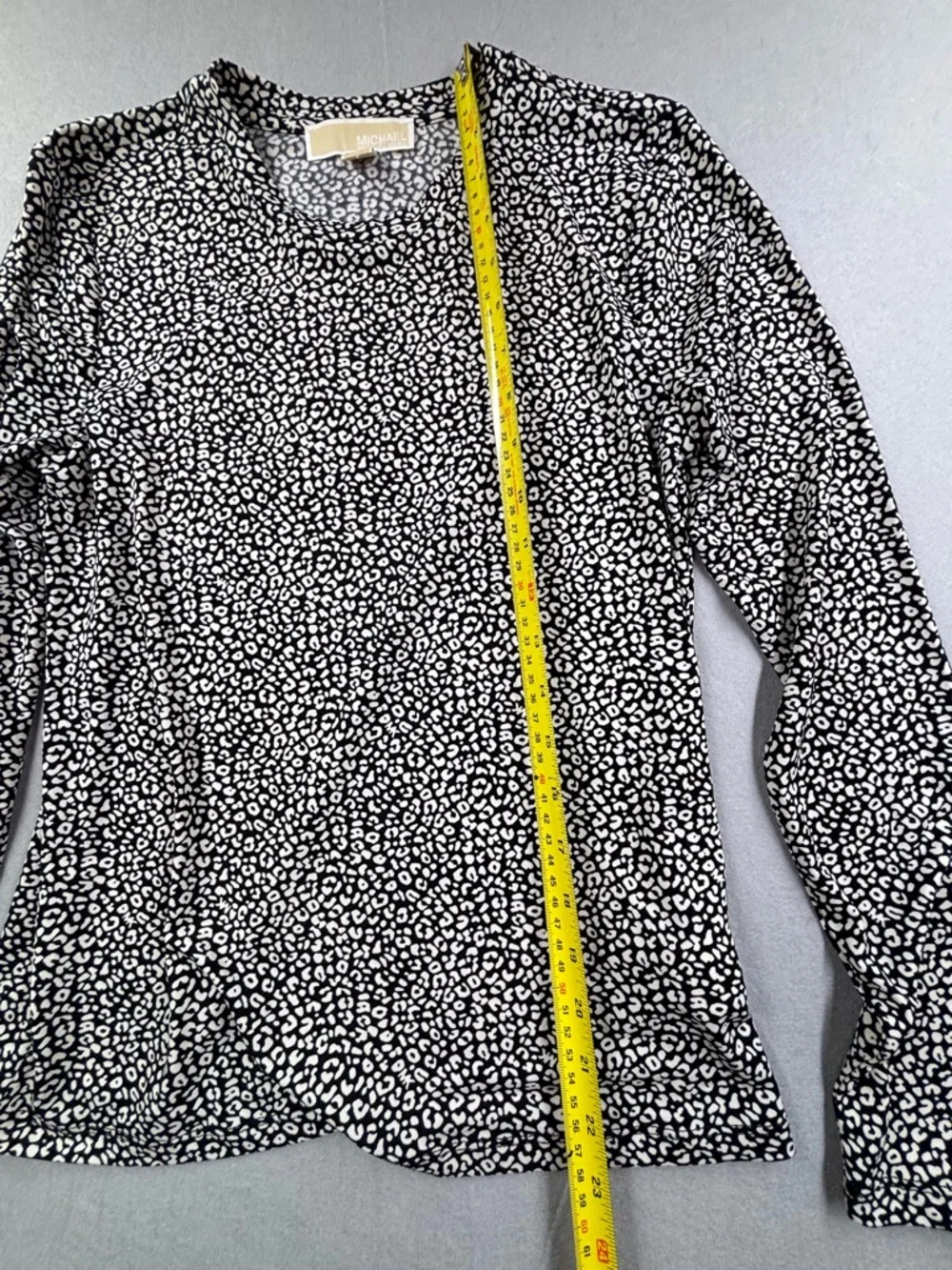 Michael Kors Black and White‎ Long Sleeve Printed Blouse